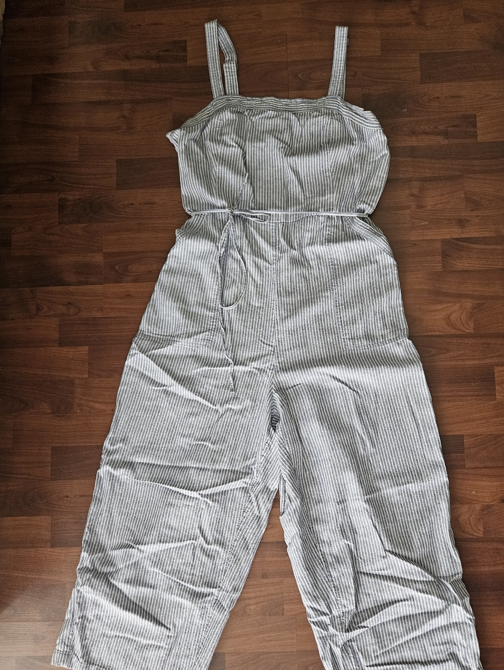 Old Navy Navy and White Striped Wide-Leg Jumpsuit